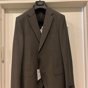 Zegna $1150 Men's Gray/Brown Two-Button Blazer 48R/38R
